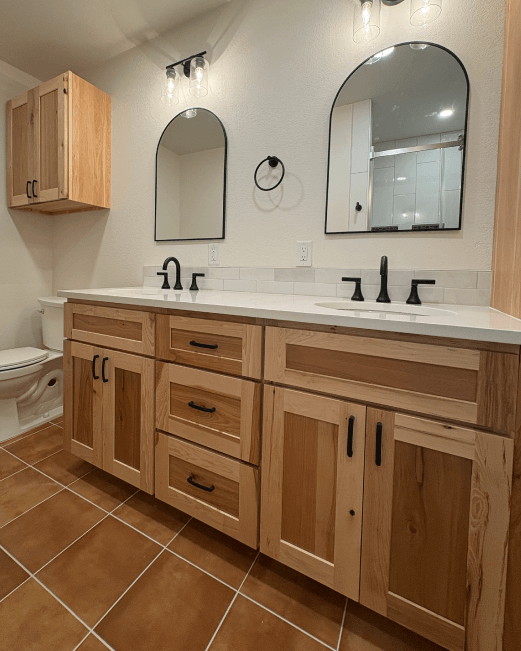 Bathroom with Natural Hickory Cabinets