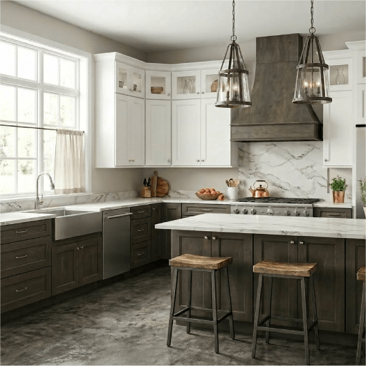 Kitchen with Florence White and Slate Cabinets