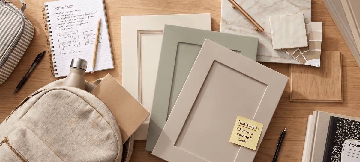 Assorted kitchen materials and decor display.